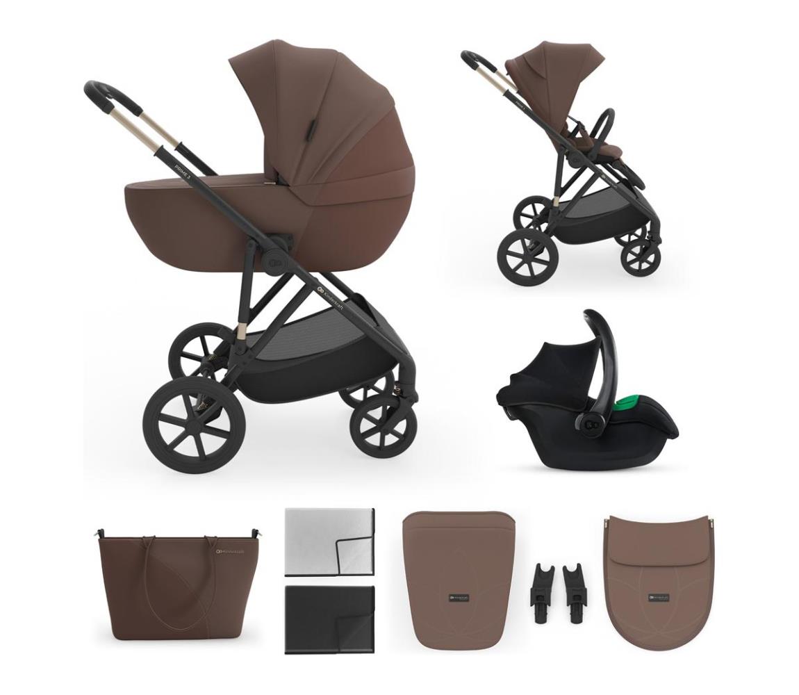KINDERKRAFT - Kombinovaný kočík 3v1 PRIME 3 Velvet Mocca KSPRIM03BRW3000