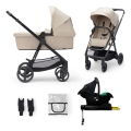 KINDERKRAFT - Kombinovaný kočík 4v1 NEWLY Classic beige + autosedačka MINK PRO so základňou ISOFIX