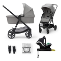KINDERKRAFT - Kombinovaný kočík 4v1 NEWLY Classic grey + autosedačka MINK PRO so základňou ISOFIX