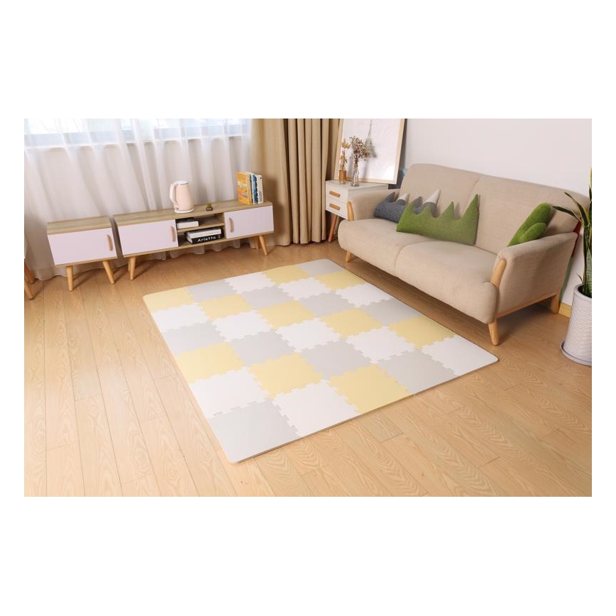 KINDERKRAFT - Penové puzzle LUNO 30ks šedá/žltá