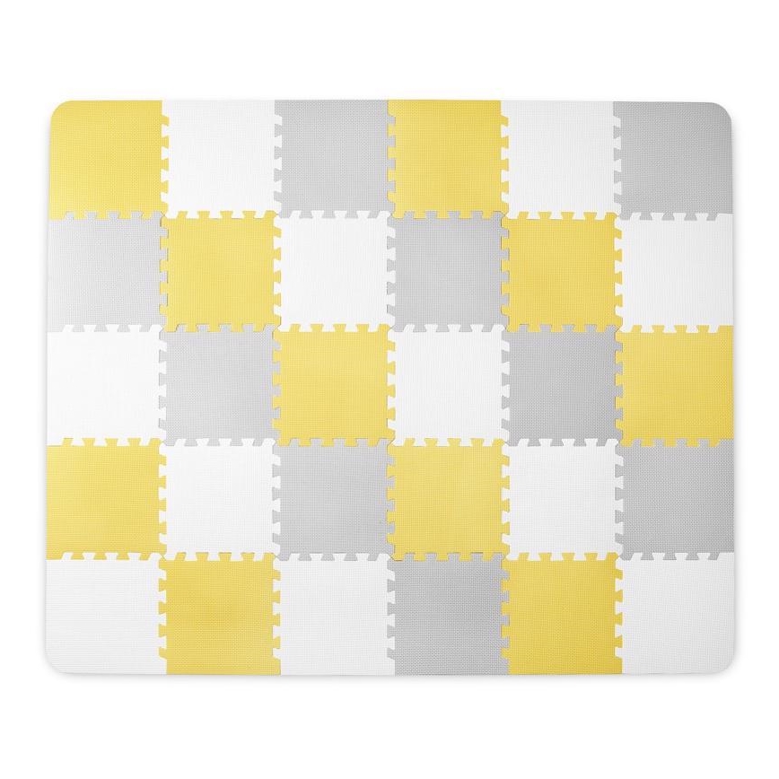 KINDERKRAFT - Penové puzzle LUNO 30ks šedá/žltá
