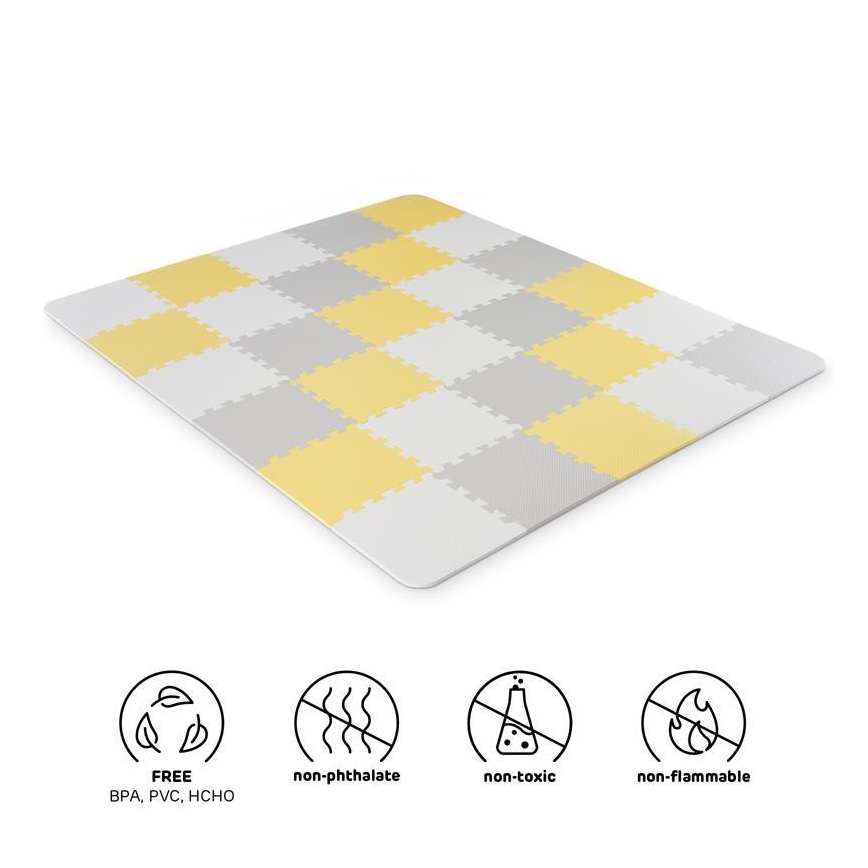 KINDERKRAFT - Penové puzzle LUNO 30ks šedá/žltá
