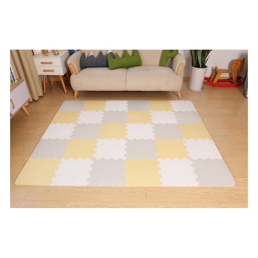 KINDERKRAFT - Penové puzzle LUNO 30ks šedá/žltá