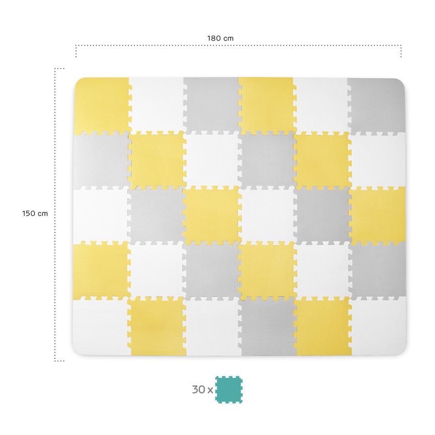 KINDERKRAFT - Penové puzzle LUNO 30ks šedá/žltá