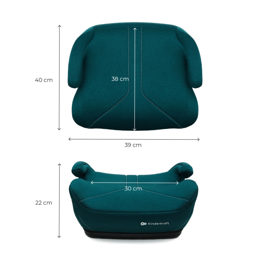 KINDERKRAFT - Podsedák do auta I-BOOST 2 125–150 cm tyrkysový