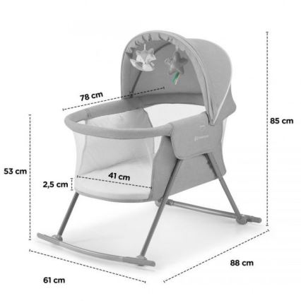 KINDERKRAFT - Postieľka detská 3v1 LOVI šedá