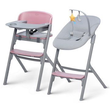 KINDERKRAFT SELECT - Detská jedálenská stolička 3v1 LIVY Premium Aster pink + ležadlo CALMEE