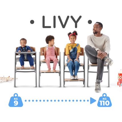 KINDERKRAFT SELECT - Detská jedálenská stolička 3v1 LIVY Premium dub