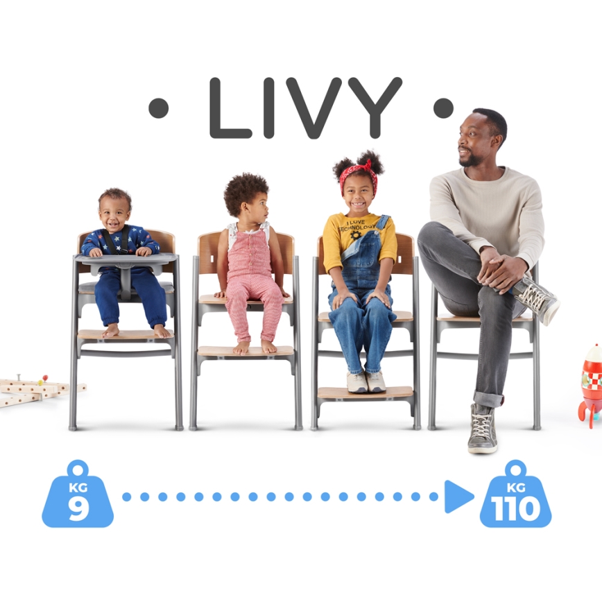 KINDERKRAFT SELECT - Detská jedálenská stolička 3v1 LIVY Premium dub