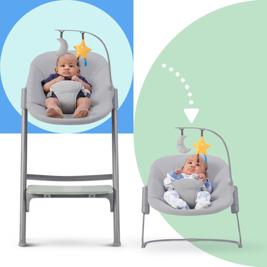 KINDERKRAFT SELECT - Detská jedálenská stolička 3v1 LIVY Premium Aster pink + ležadlo CALMEE