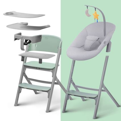KINDERKRAFT SELECT - Detská jedálenská stolička 3v1 LIVY Premium Aster pink + ležadlo CALMEE