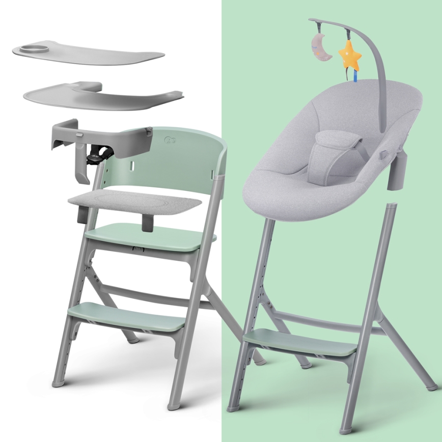 KINDERKRAFT SELECT - Detská jedálenská stolička 3v1 LIVY Premium Aster pink + ležadlo CALMEE