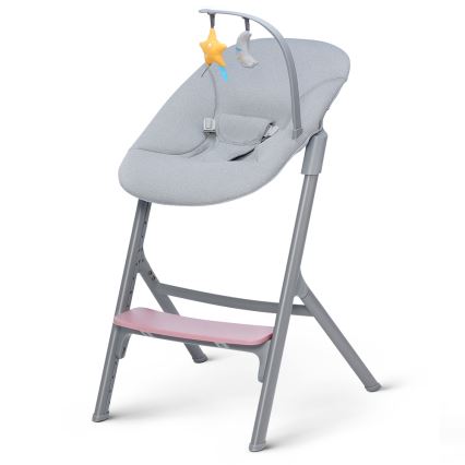 KINDERKRAFT SELECT - Detská jedálenská stolička 3v1 LIVY Premium Aster pink + ležadlo CALMEE