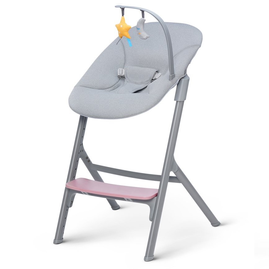 KINDERKRAFT SELECT - Detská jedálenská stolička 3v1 LIVY Premium Aster pink + ležadlo CALMEE