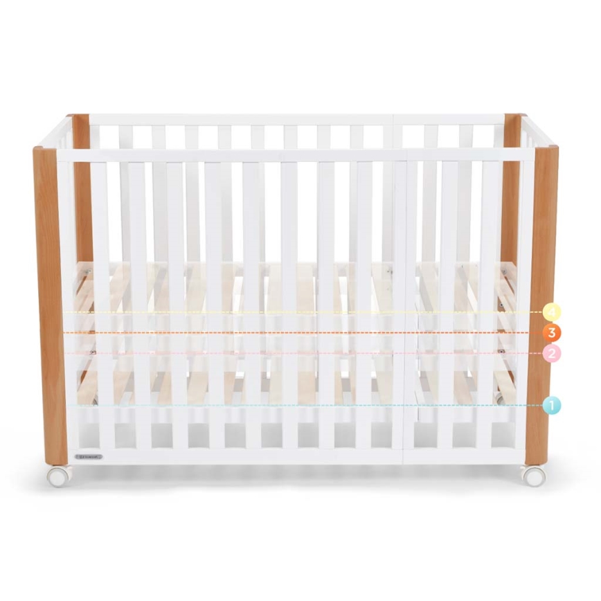 KINDERKRAFT SELECT - Detská postieľka 4v1 KOYA Premium buk/borovica