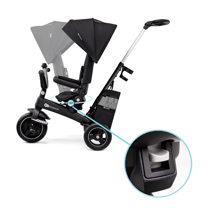 KINDERKRAFT SELECT - Detská trojkolka 5v1 EASYTWIST Premium čierna
