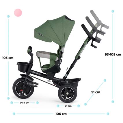 KINDERKRAFT SELECT - Detská trojkolka SPINSTEP Premium zelená