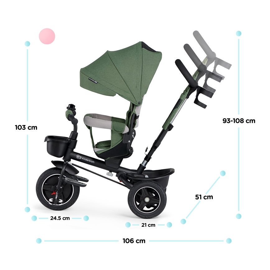 KINDERKRAFT SELECT - Detská trojkolka SPINSTEP Premium zelená
