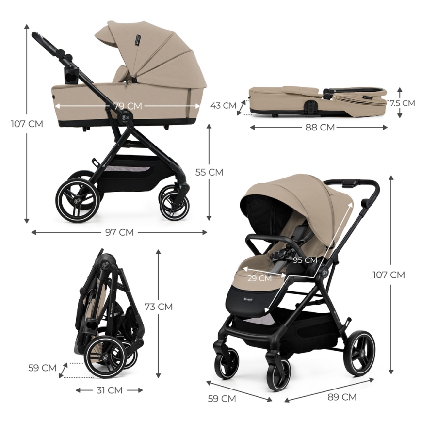 KINDERKRAFT SELECT - Kombinovaný kočík 2v1 YOXI Sand beige