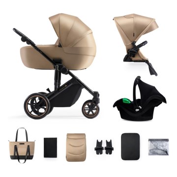 KINDERKRAFT SELECT - Kombinovaný kočík 3v1 PRIME 2 Premium Sandrose beige + autosedačka