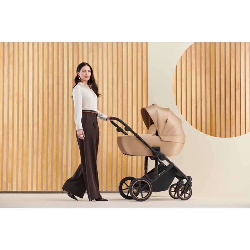 KINDERKRAFT SELECT - Kombinovaný kočík 3v1 PRIME 2 Premium Sandrose beige + autosedačka