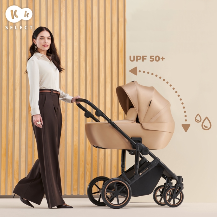KINDERKRAFT SELECT - Kombinovaný kočík 3v1 PRIME 2 Premium Sandrose beige + autosedačka
