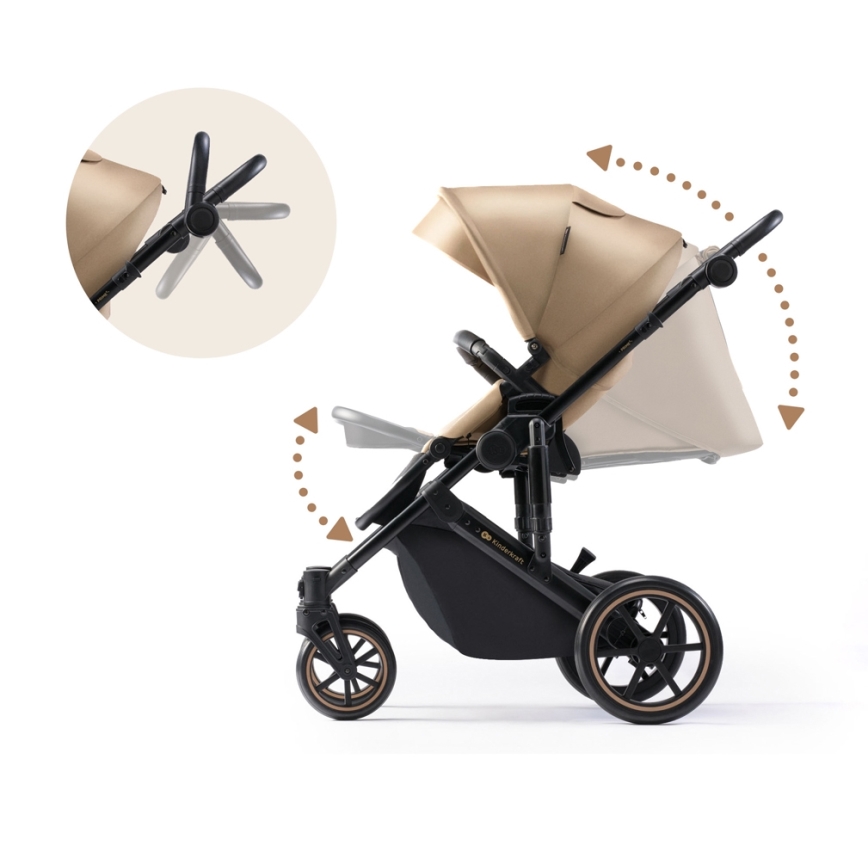 KINDERKRAFT SELECT - Kombinovaný kočík 3v1 PRIME 2 Premium Sandrose beige + autosedačka