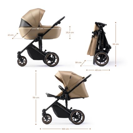 KINDERKRAFT SELECT - Kombinovaný kočík 3v1 PRIME 2 Premium Sandrose beige + autosedačka