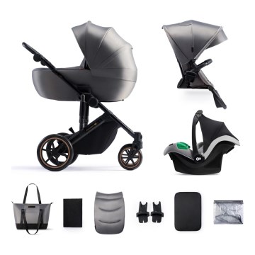 KINDERKRAFT SELECT - Kombinovaný kočík 3v1 PRIME 2 Premium Shadow grey + autosedačka