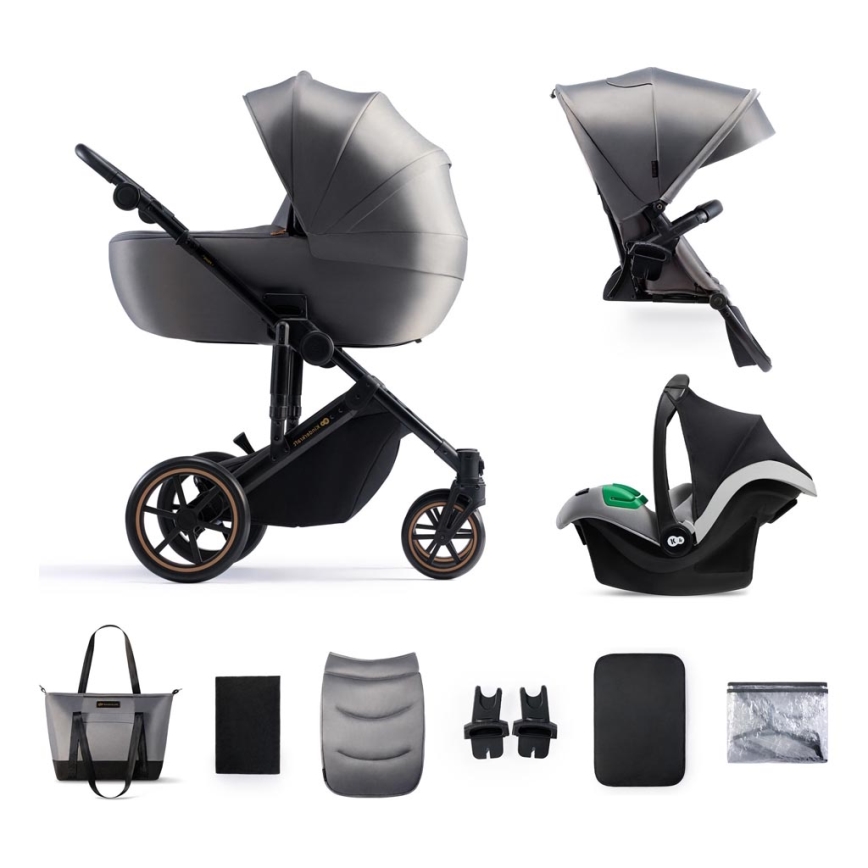 KINDERKRAFT SELECT - Kombinovaný kočík 3v1 PRIME 2 Premium Shadow grey + autosedačka