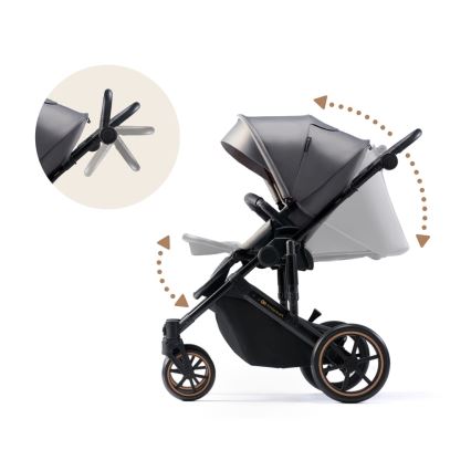 KINDERKRAFT SELECT - Kombinovaný kočík 3v1 PRIME 2 Premium Shadow grey + autosedačka