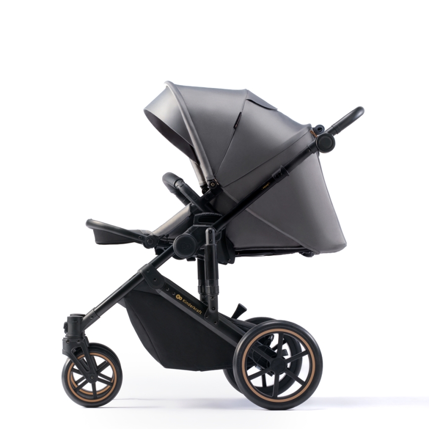KINDERKRAFT SELECT - Kombinovaný kočík 3v1 PRIME 2 Premium Shadow grey + autosedačka