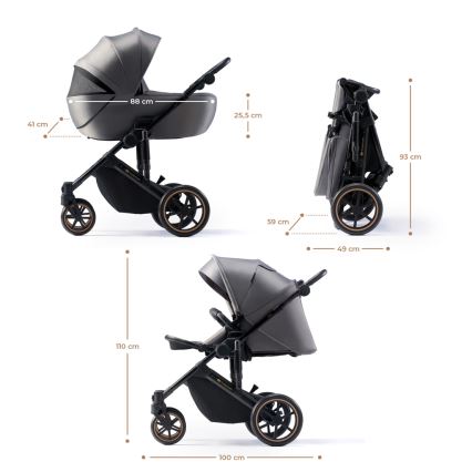KINDERKRAFT SELECT - Kombinovaný kočík 3v1 PRIME 2 Premium Shadow grey + autosedačka