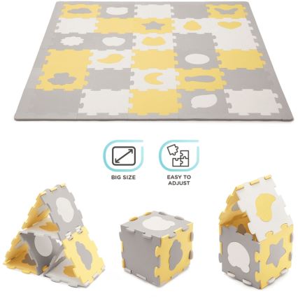 KINDERKRAFT - Penové puzzle LUNO 30ks šedá/žltá