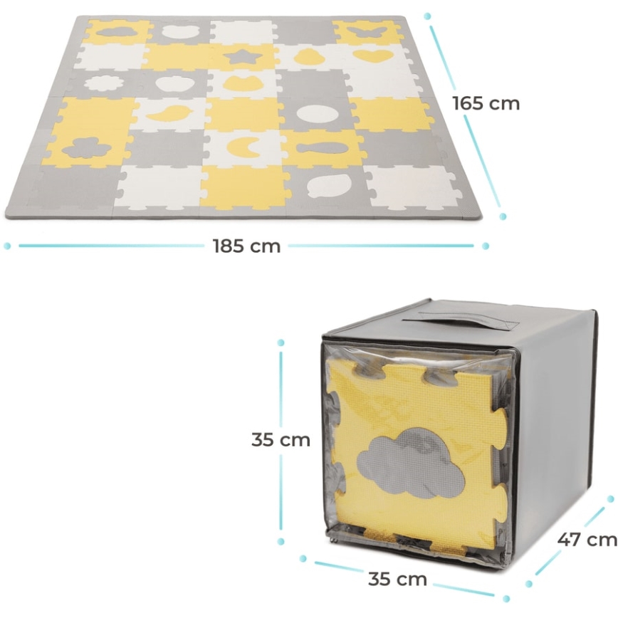 KINDERKRAFT - Penové puzzle LUNO 30ks šedá/žltá