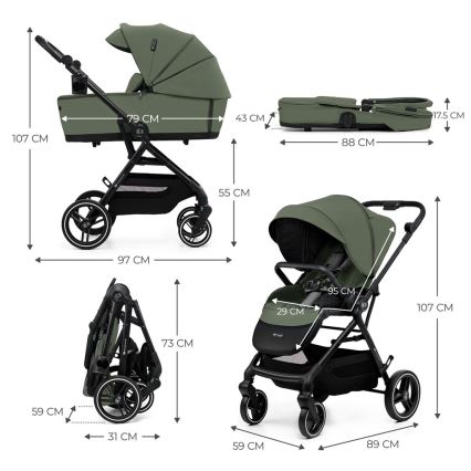 KINDERKRAFT SELECT - Športový kočík 2v1 YOXI Mystic green