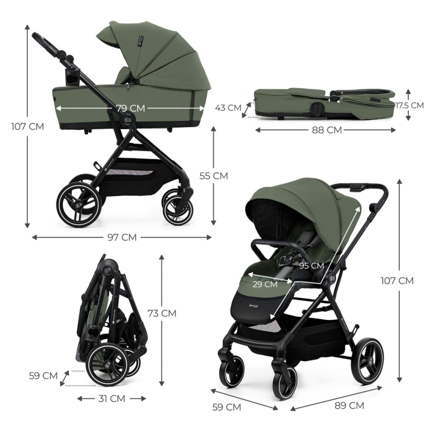 KINDERKRAFT SELECT - Športový kočík 2v1 YOXI Mystic green