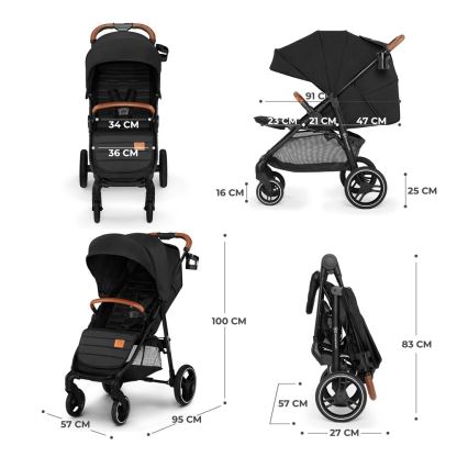 KINDERKRAFT - Športový kočík GRANDE PLUS čierna