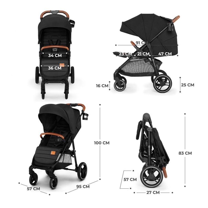 KINDERKRAFT - Športový kočík GRANDE PLUS čierna