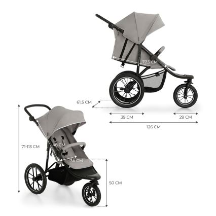KINDERKRAFT - Športový kočík HELSI2 šedá