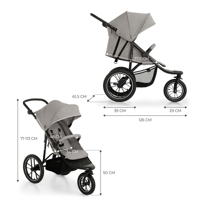 KINDERKRAFT - Športový kočík HELSI2 šedá