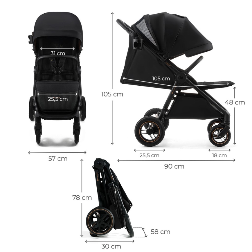 KINDERKRAFT - Športový kočík MITZY Air Black