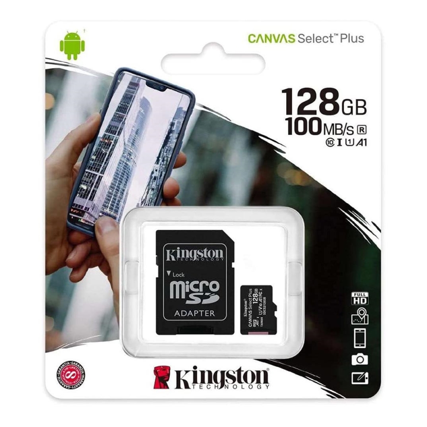 Kingston - MicroSDXC 128GB Canvas Select Plus U1 100MB/s + SD adaptér
