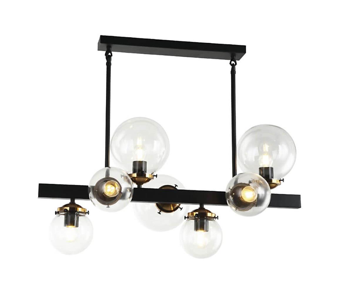 106003 - Luster na tyči HYPERION 7xE27/7W/230V čierna/číra
