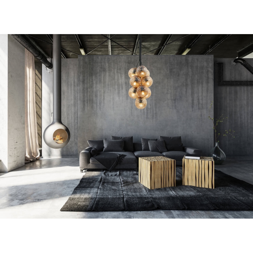 Luster na lanku GRAPES 10xE27/7W/230V bronz/zlatá