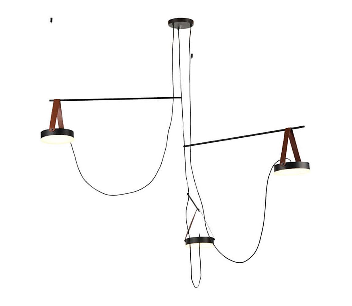 142033 - LED Luster na lanku SPECTRUM 3xLED/23W/230V čierna/hnedá