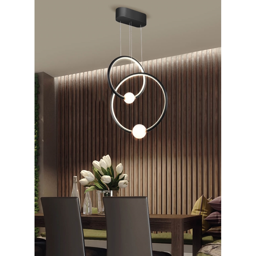 LED Stmievateľný luster na lanku LIV LED/50W/230V čierna + diaľkové ovládanie