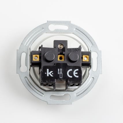 Kliklap - Dvojitá retro domová zásuvka s rámčekom 230V snehobiela