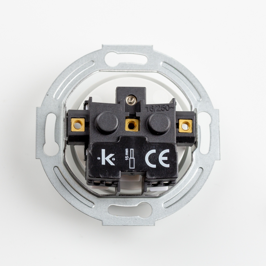Kliklap - Dvojitá retro domová zásuvka s rámčekom 230V snehobiela