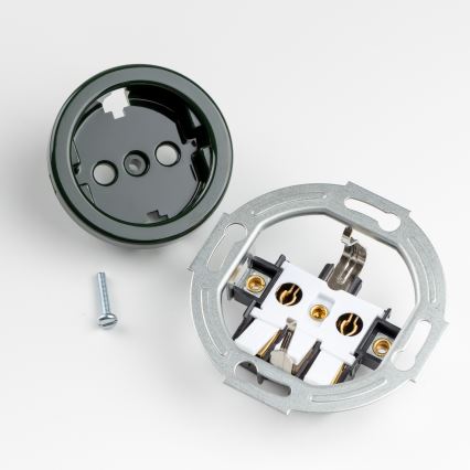 Kliklap - Dvojitá retro zásuvka do domu s rámčekom SCHUKO 230V zelená